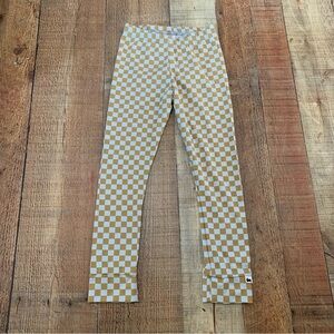 Little and lively girls blue and tan gingham plaid leggings -5T